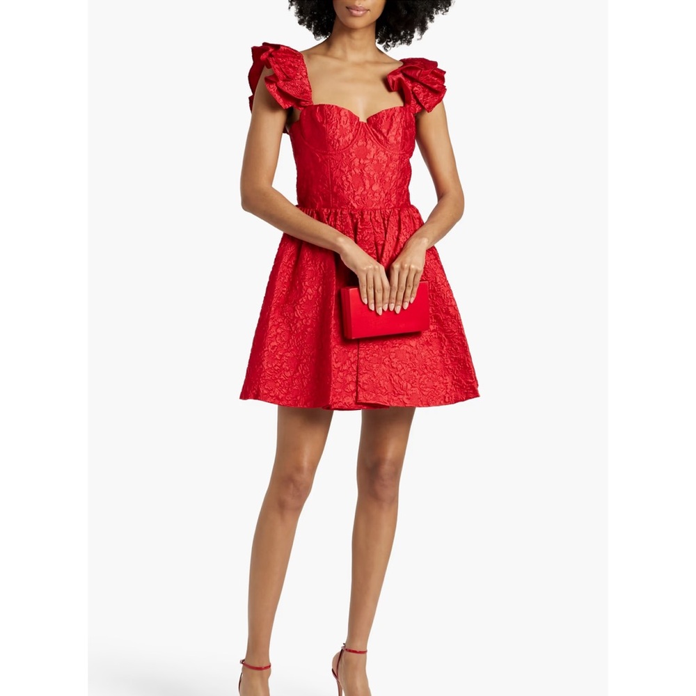 ALICE + OLIVIA
Bina ruffled satin-cloqué mini dress